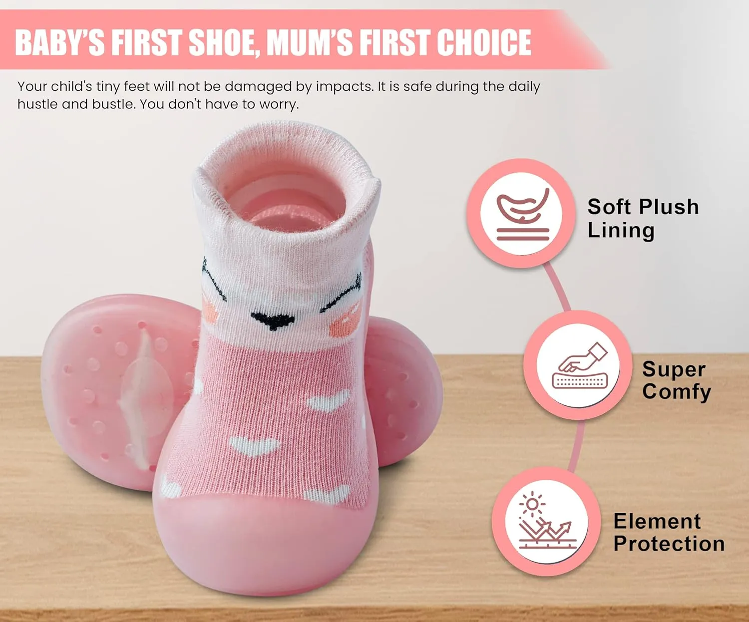Baby Sock Shoes Boys Girls First Walking Shoes Non-Slip Slippers Soft Sole Sneakers Toddler Infant Babygirl