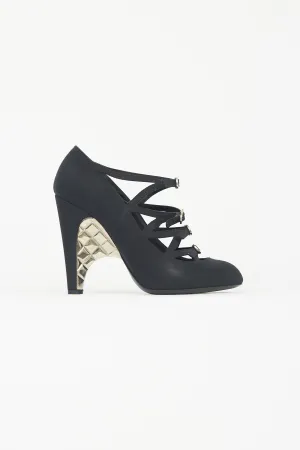 Black Satin Buckle Heel