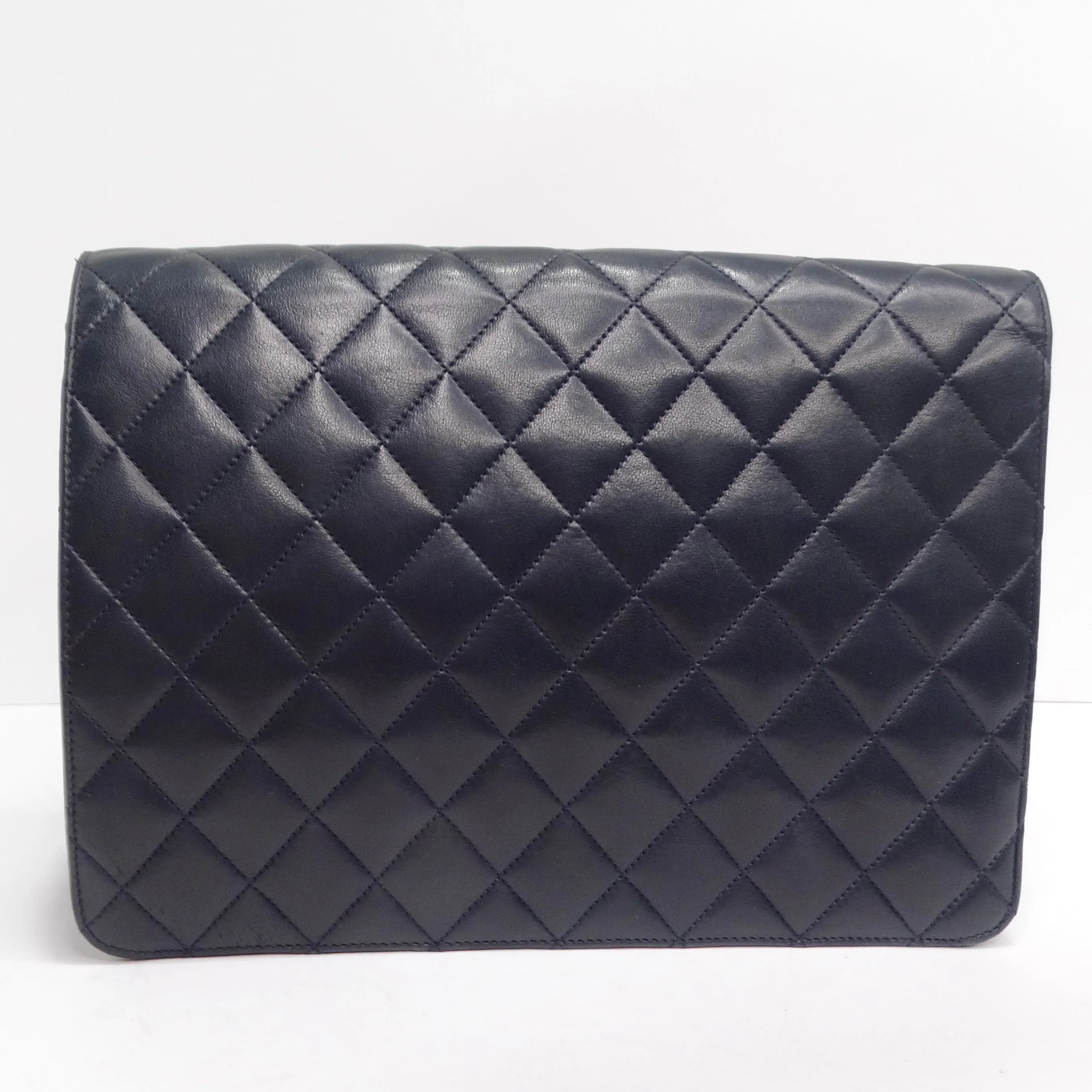 Chanel 1980s Single Flap Navy Leather Handbag