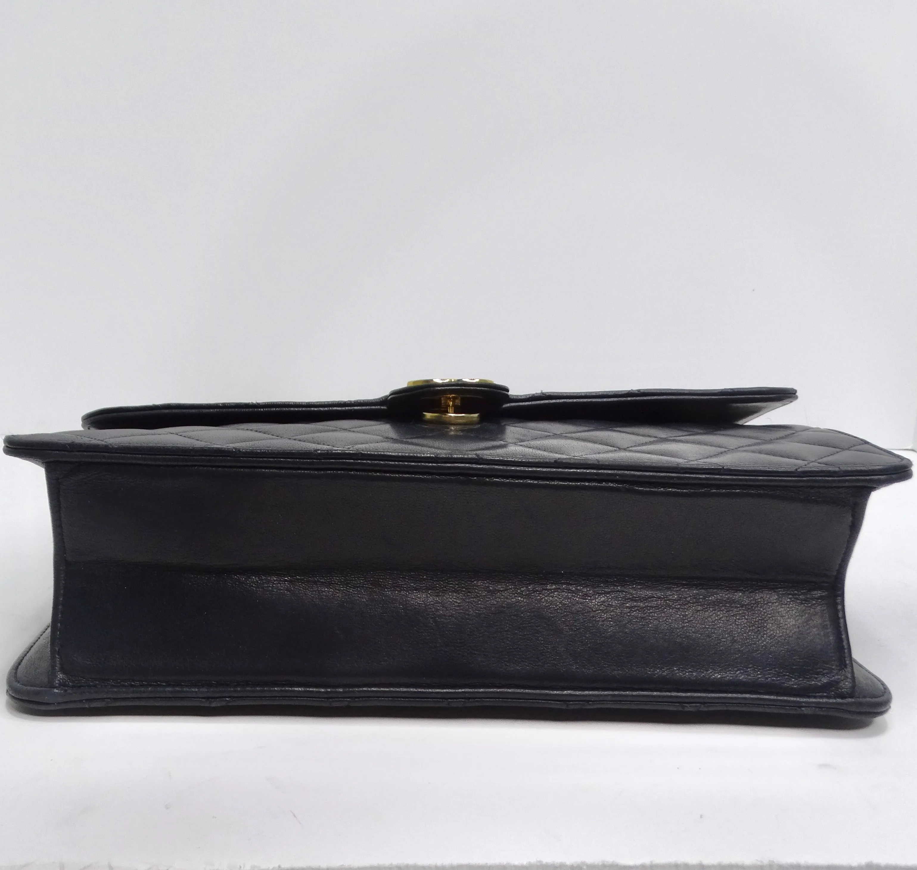 Chanel 1980s Single Flap Navy Leather Handbag