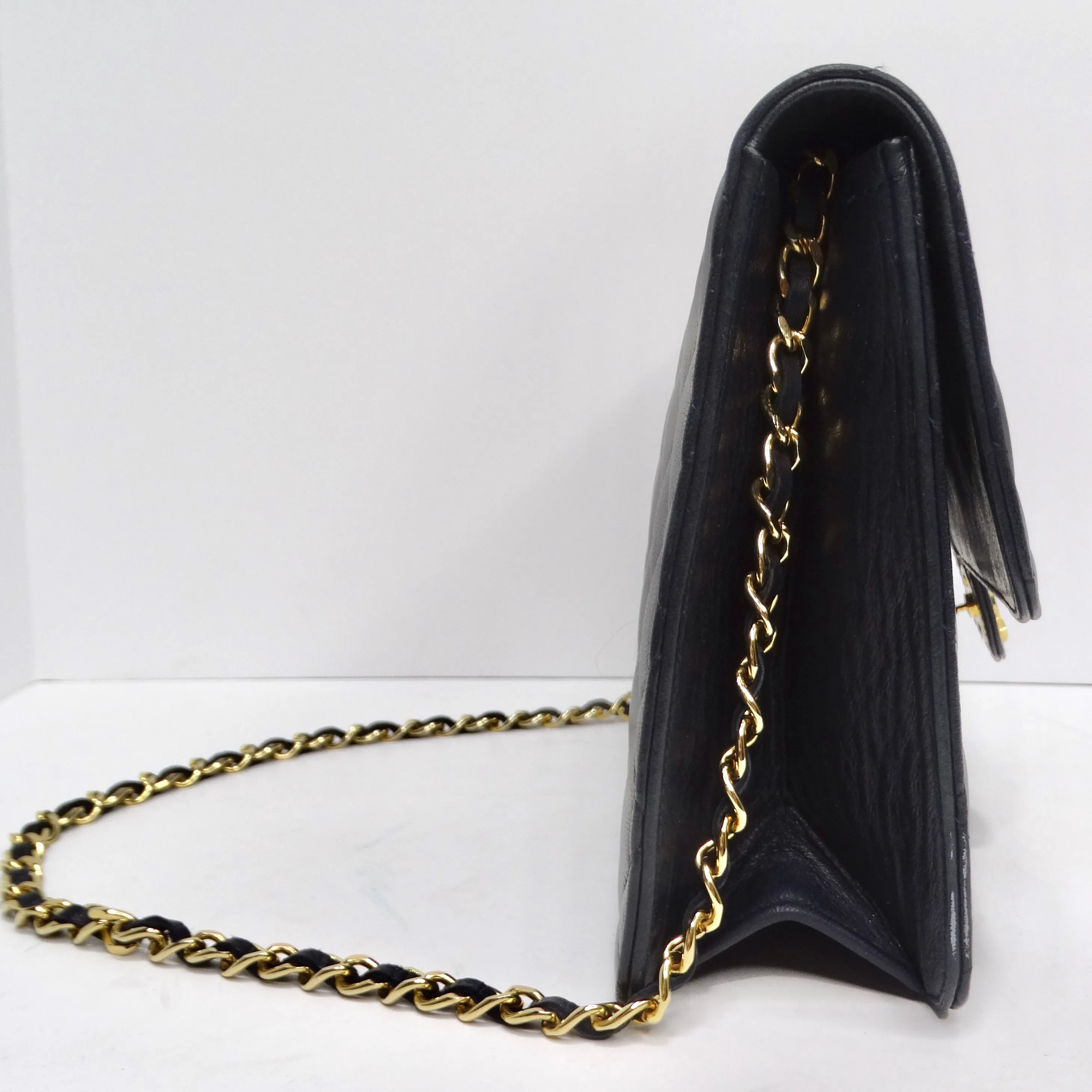 Chanel 1980s Single Flap Navy Leather Handbag