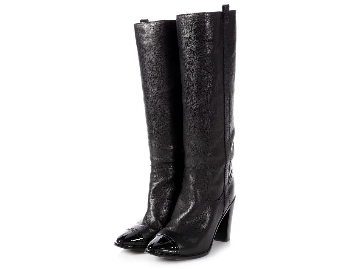 Chanel Black Leather Boots