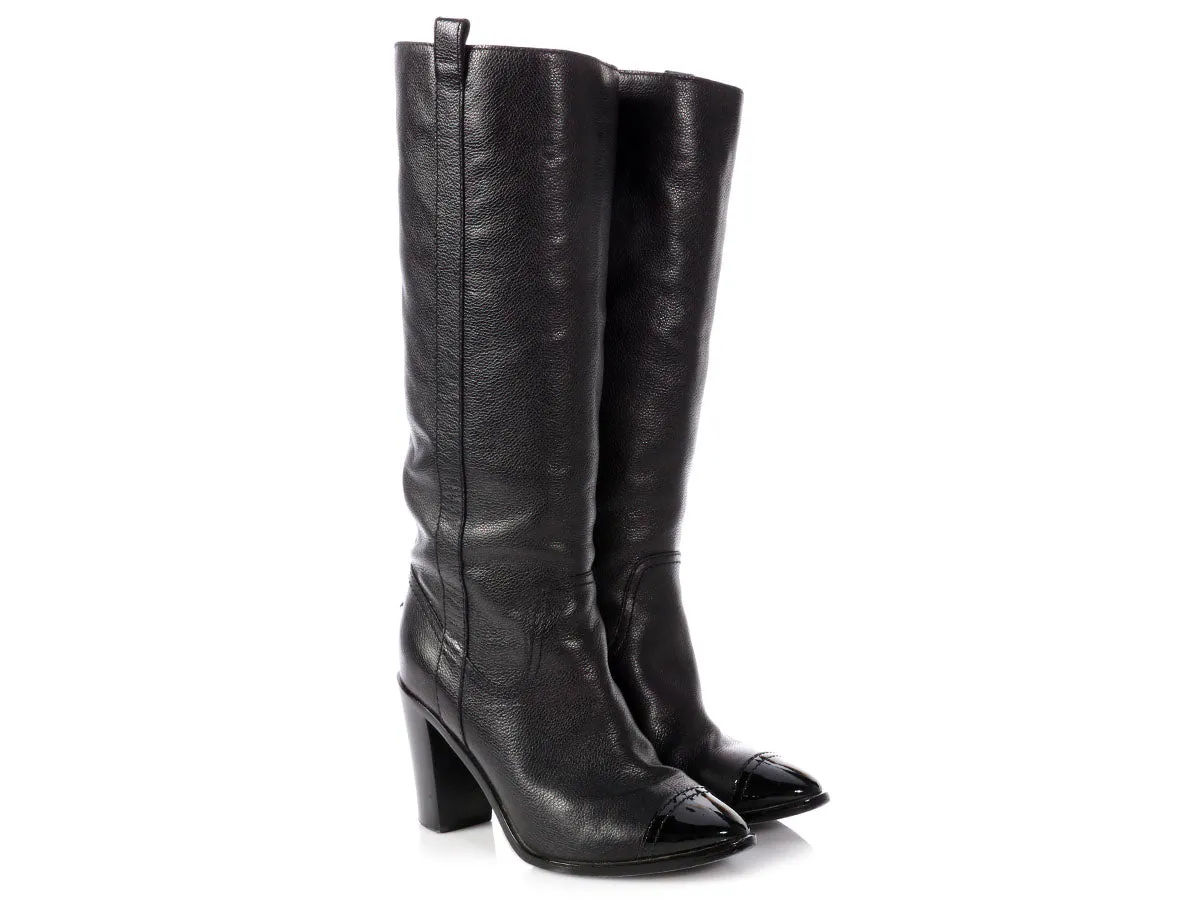 Chanel Black Leather Boots