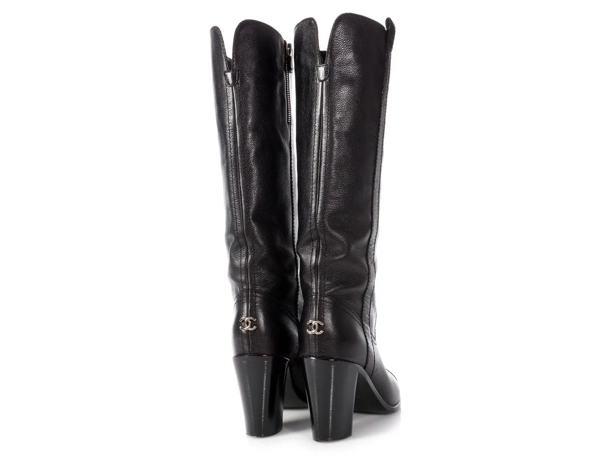 Chanel Black Leather Boots