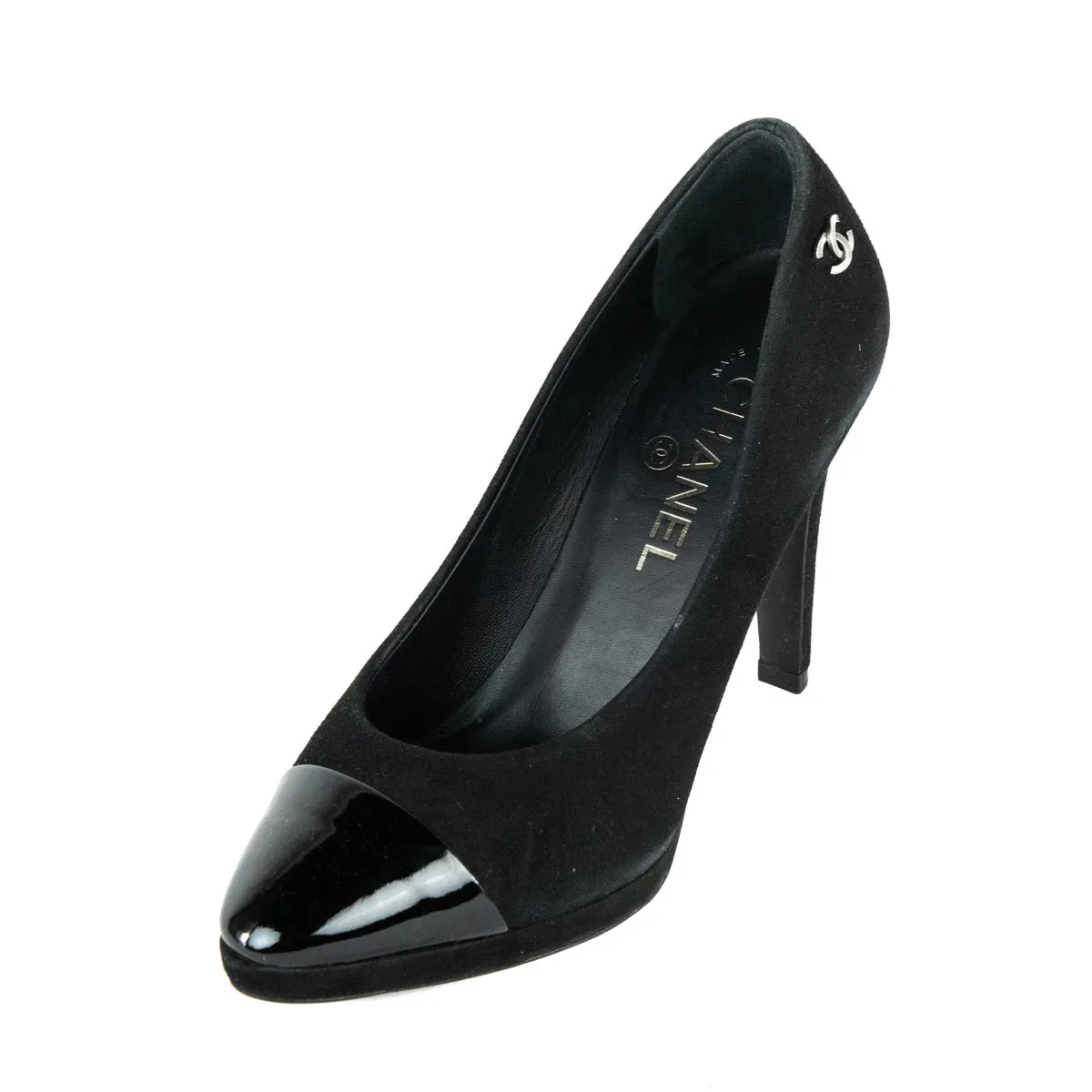 Chanel Black Suede Cap Toe Pumps Size 8.5 | EU 38.5