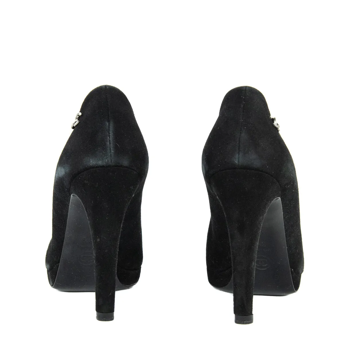 Chanel Black Suede Cap Toe Pumps Size 8.5 | EU 38.5