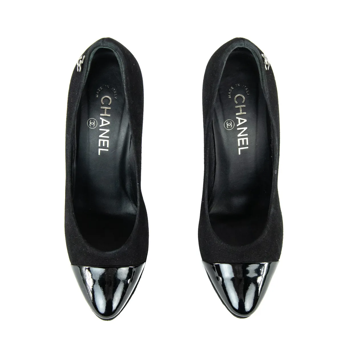 Chanel Black Suede Cap Toe Pumps Size 8.5 | EU 38.5