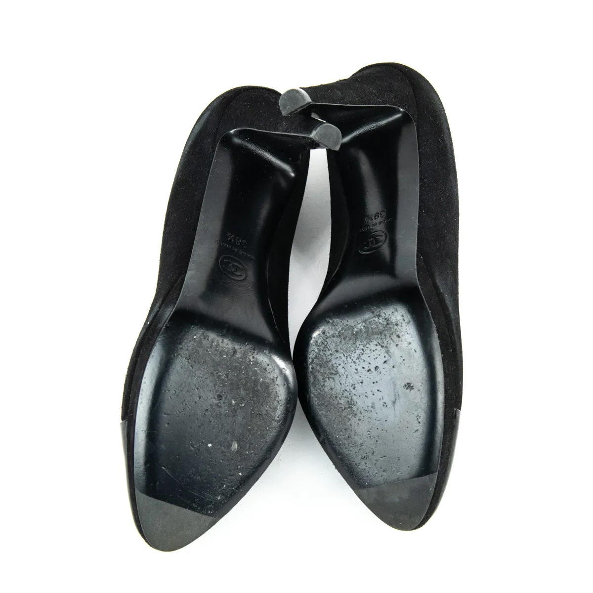 Chanel Black Suede Cap Toe Pumps Size 8.5 | EU 38.5