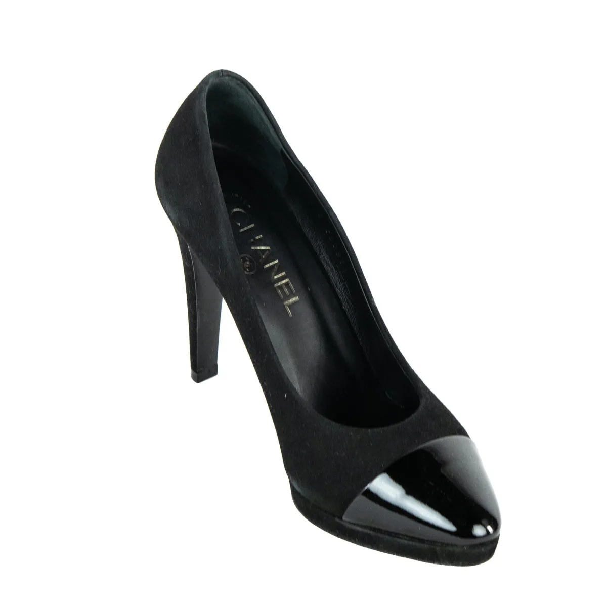 Chanel Black Suede Cap Toe Pumps Size 8.5 | EU 38.5
