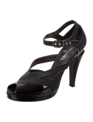 CHANEL CANVAS CC SANDALS SIZE 36 1/2 UK 3.5 US 6.5 ladies