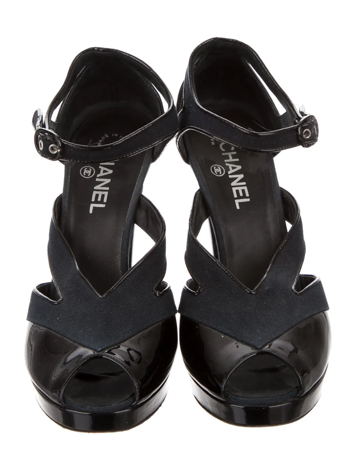CHANEL CANVAS CC SANDALS SIZE 36 1/2 UK 3.5 US 6.5 ladies