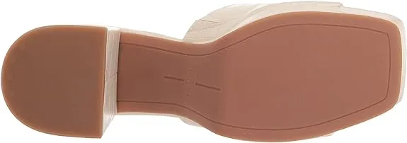 Dolce Vita Marsha Ivory Embossed Stella Slip On Squared Toe Block Heeled Sandals