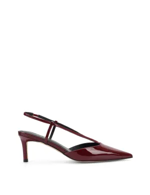 Dreamer Slingback Kitten Heels - Wine Patent Leather