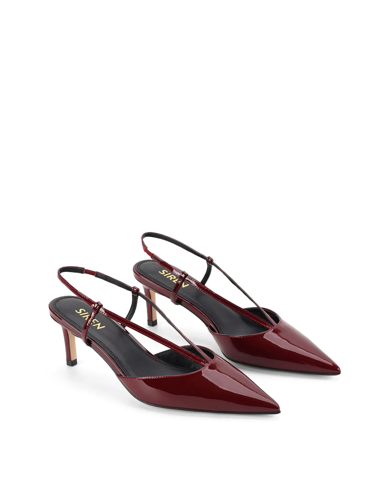 Dreamer Slingback Kitten Heels - Wine Patent Leather