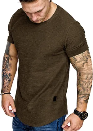 Fashion Mens T Shirt Muscle Gym Workout Athletic Shirt Cotton Tee Shirt Top