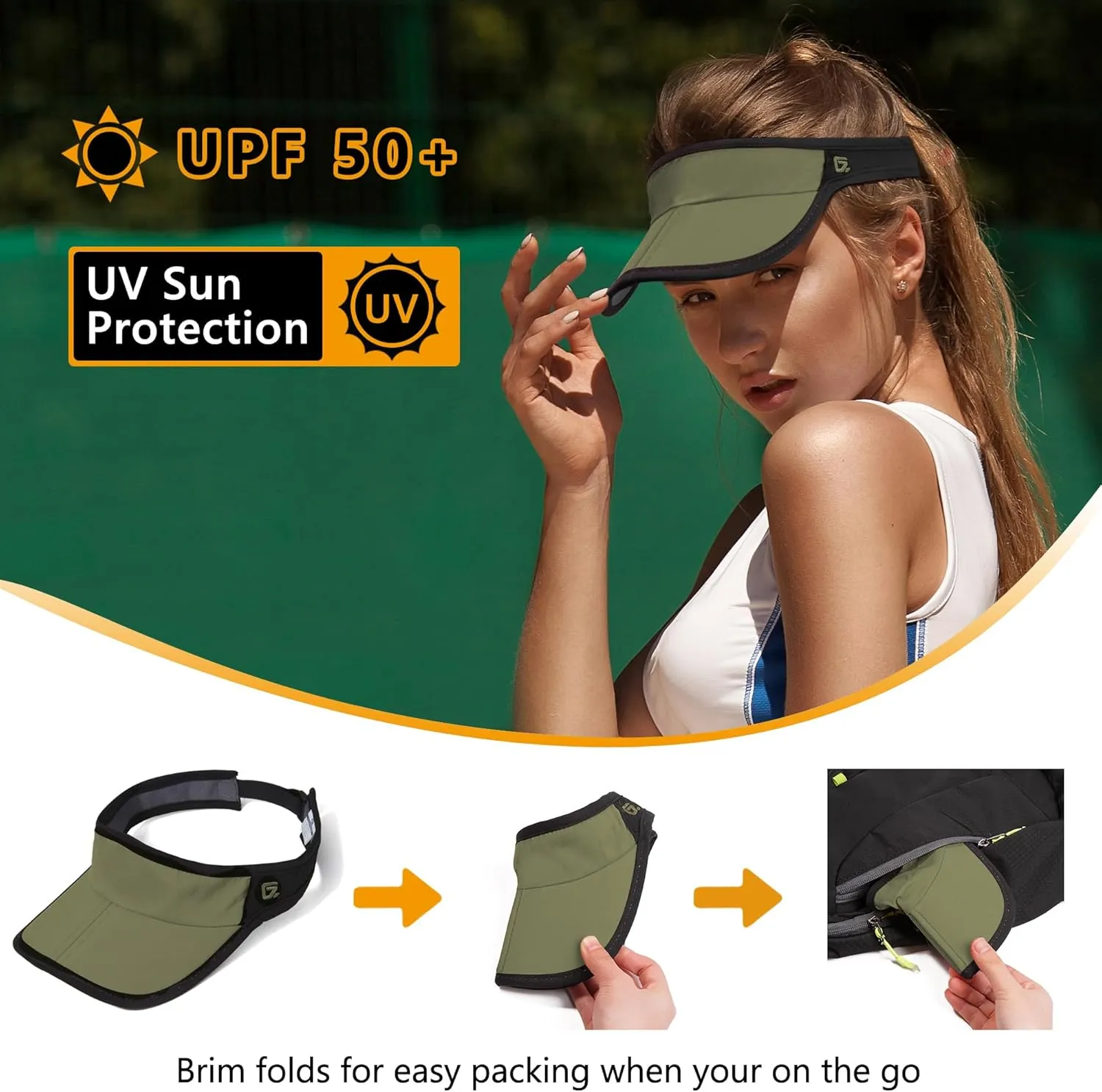GADIEMKENSD Foldable Sun Visor Hat UPF 50  Lightweight Adjustable