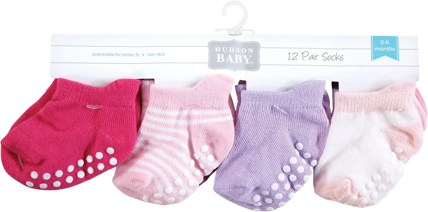 Hudson Baby Baby Girls' Non-Skid No-Show Socks