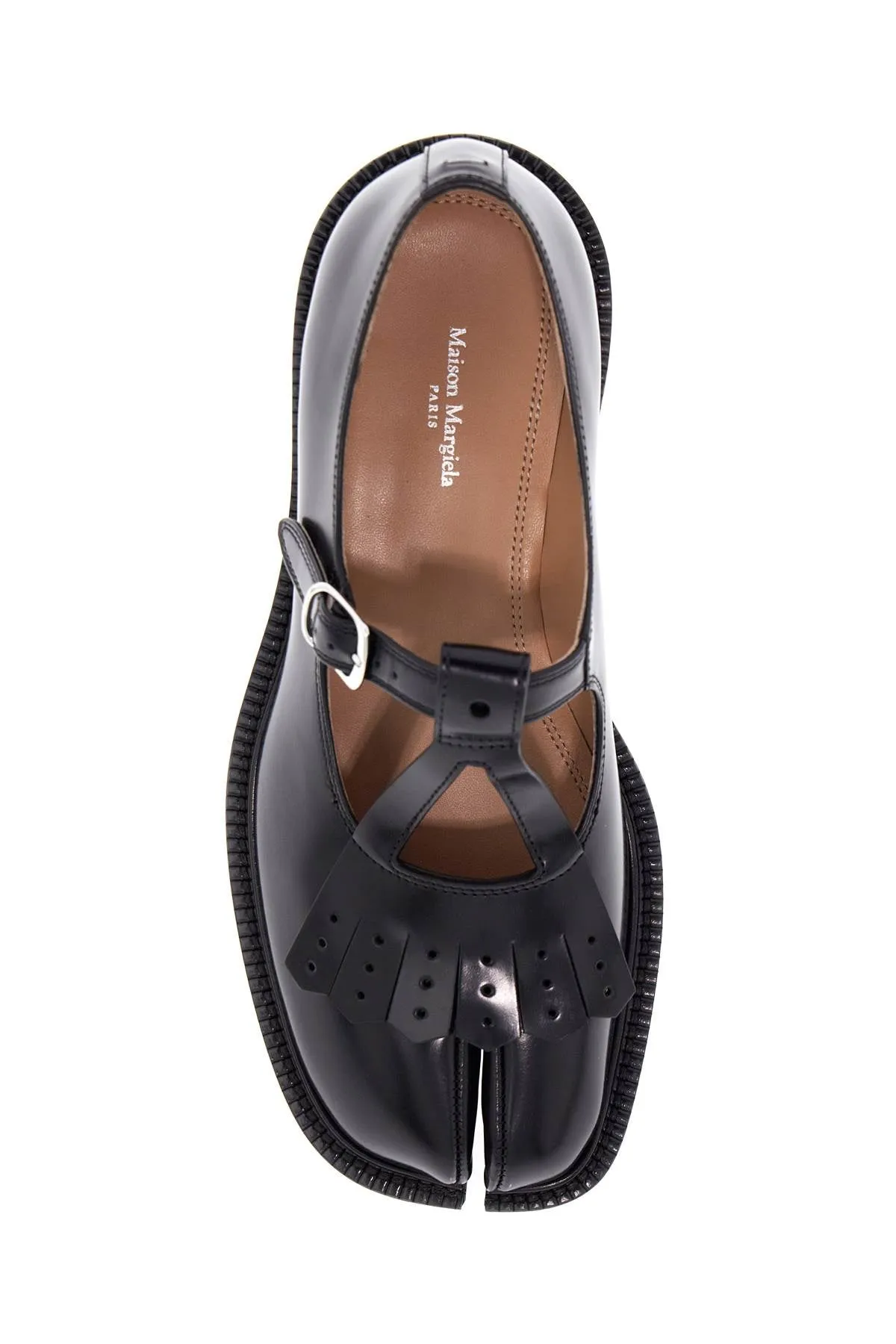 Mary Jane Split-toe Leather Flats