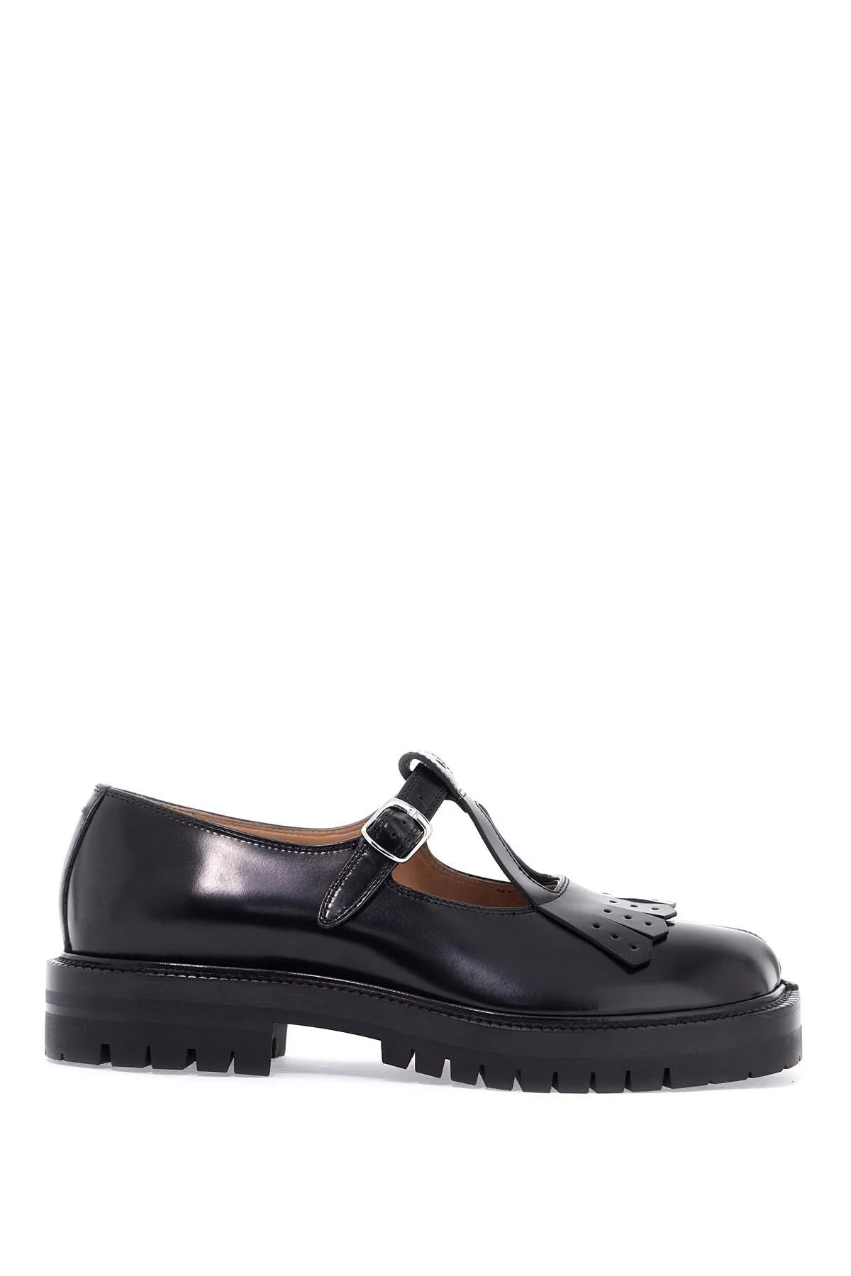 Mary Jane Split-toe Leather Flats