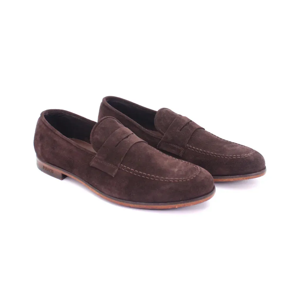 Men's Moccasin in Calf Leather Suede Testa di Moro Dark Brown (JPU809/5)