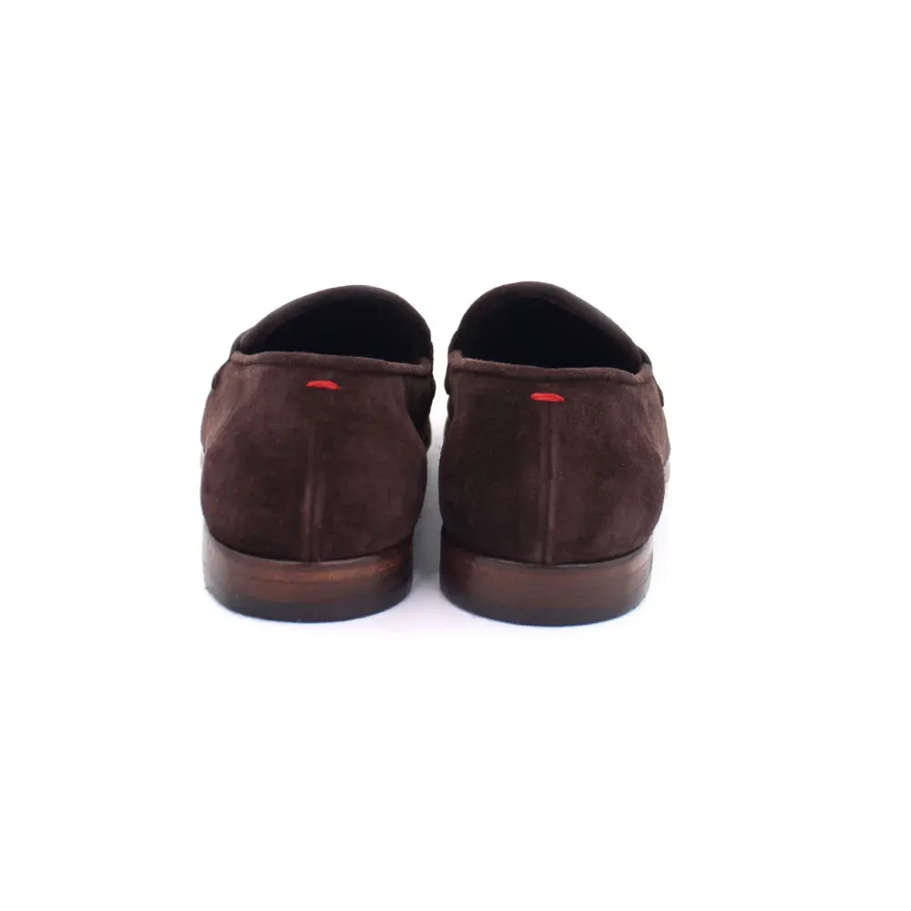Men's Moccasin in Calf Leather Suede Testa di Moro Dark Brown (JPU809/5)