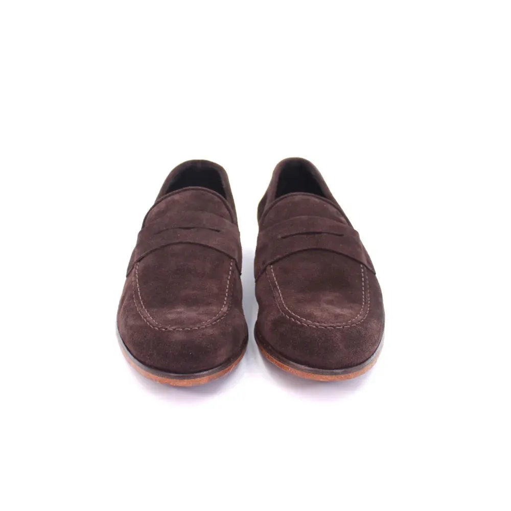 Men's Moccasin in Calf Leather Suede Testa di Moro Dark Brown (JPU809/5)