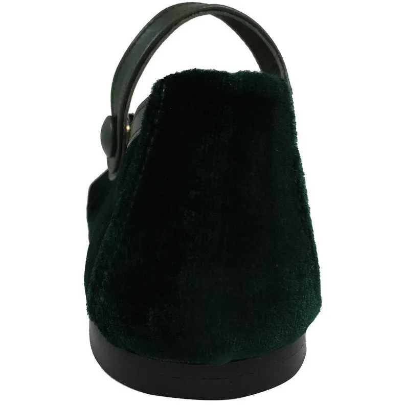 Papanatas by Eli 6534 Velvet Green Mary Janes Button Flats
