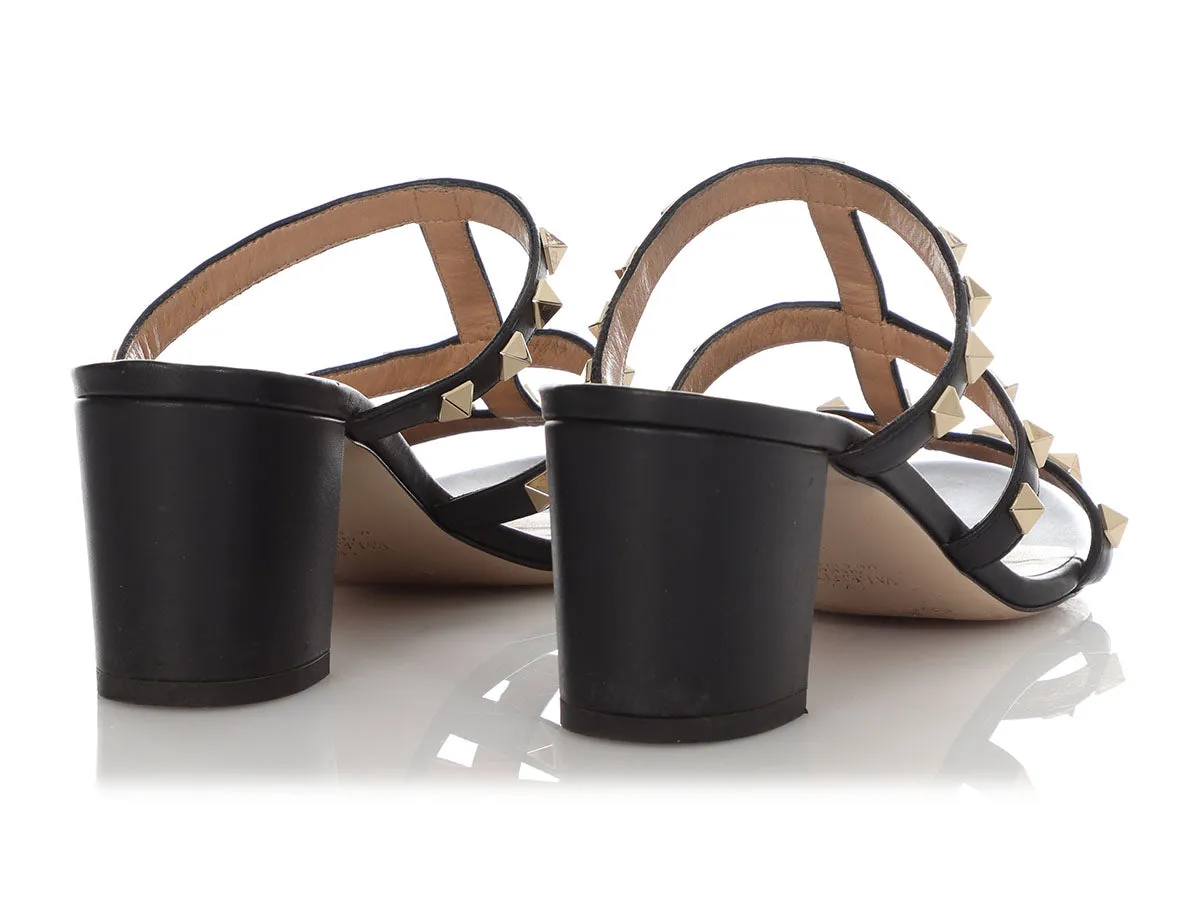 Valentino Black Rockstud Sandals