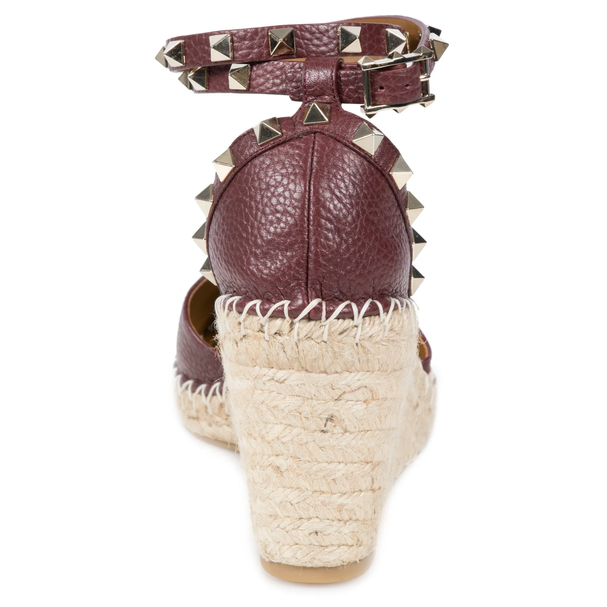 Valentino Brown Rockstud Espadrille Wedge