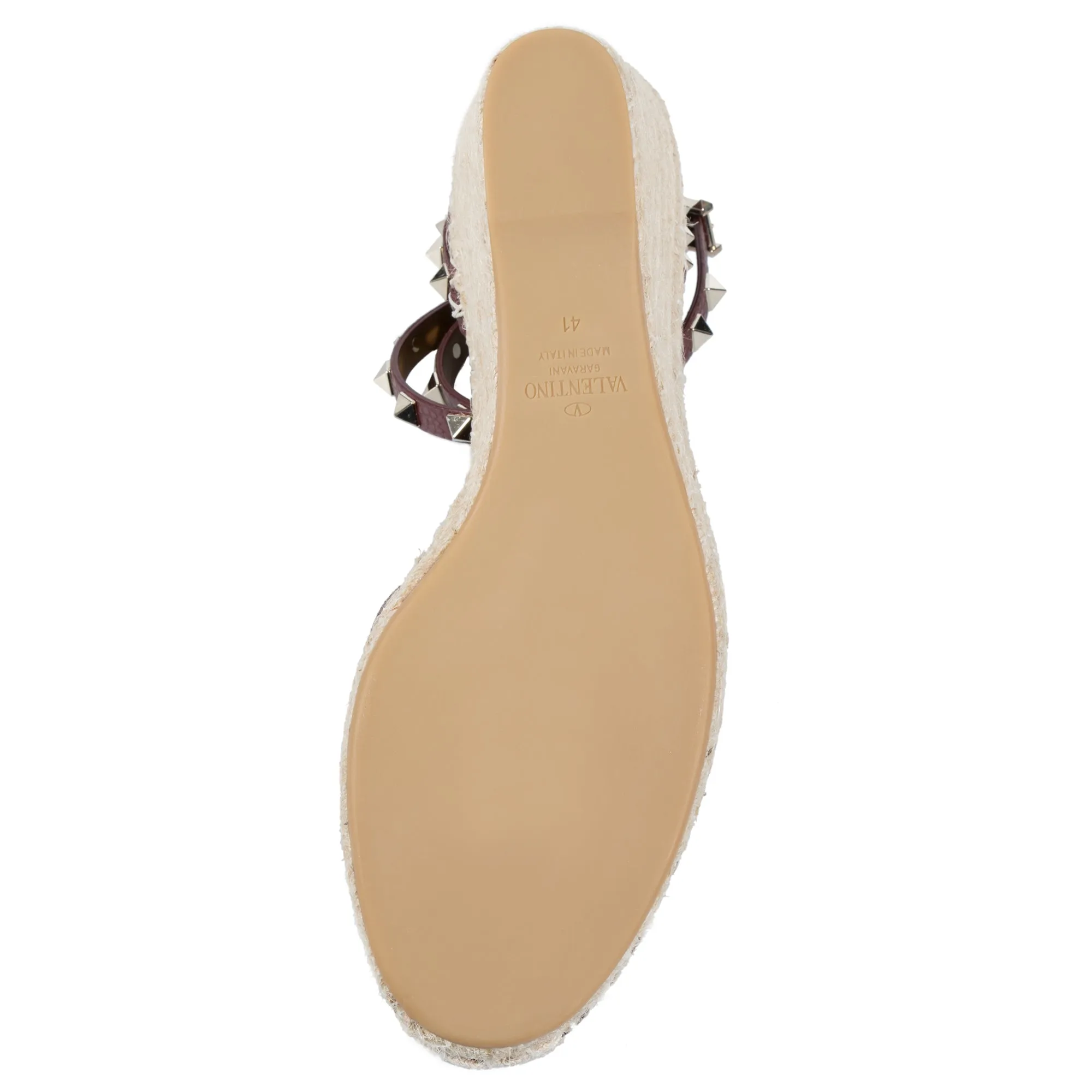 Valentino Brown Rockstud Espadrille Wedge