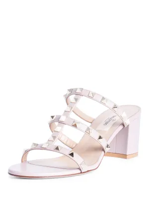 Valentino Leather Rockstud Sandals Taupe