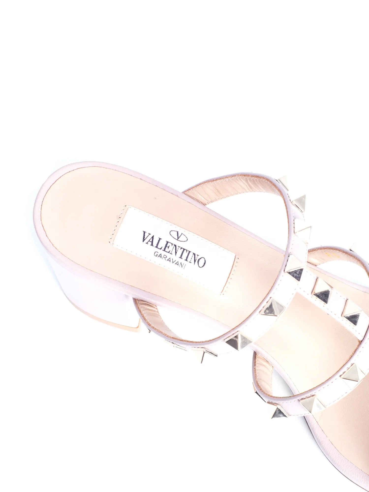 Valentino Leather Rockstud Sandals Taupe