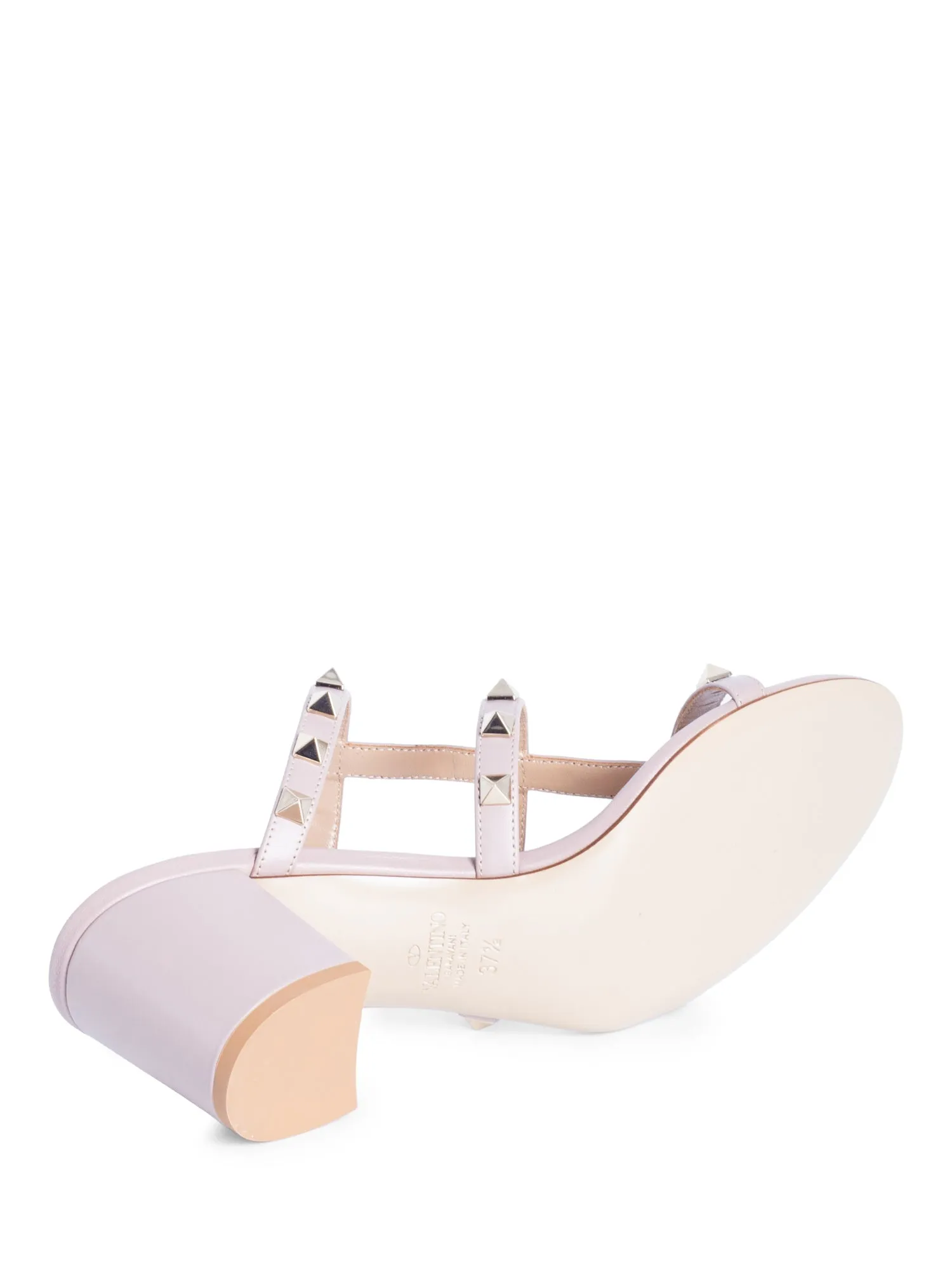 Valentino Leather Rockstud Sandals Taupe