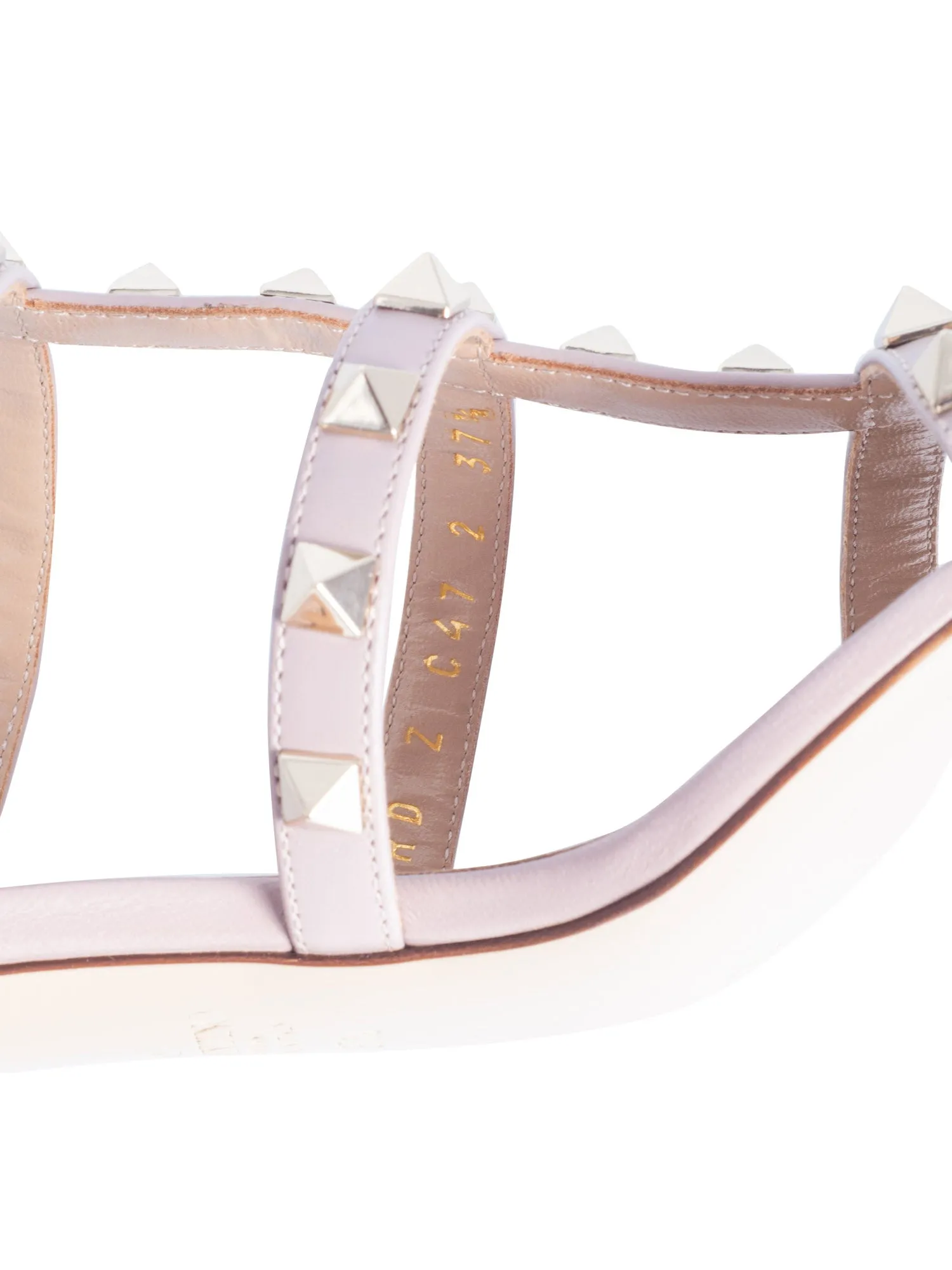 Valentino Leather Rockstud Sandals Taupe