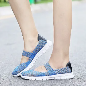 Weave Checkered Elastic Slip-on Shoes for Women